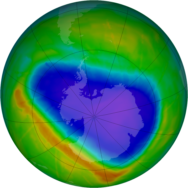 Antarctic ozone map for 05 October 2010